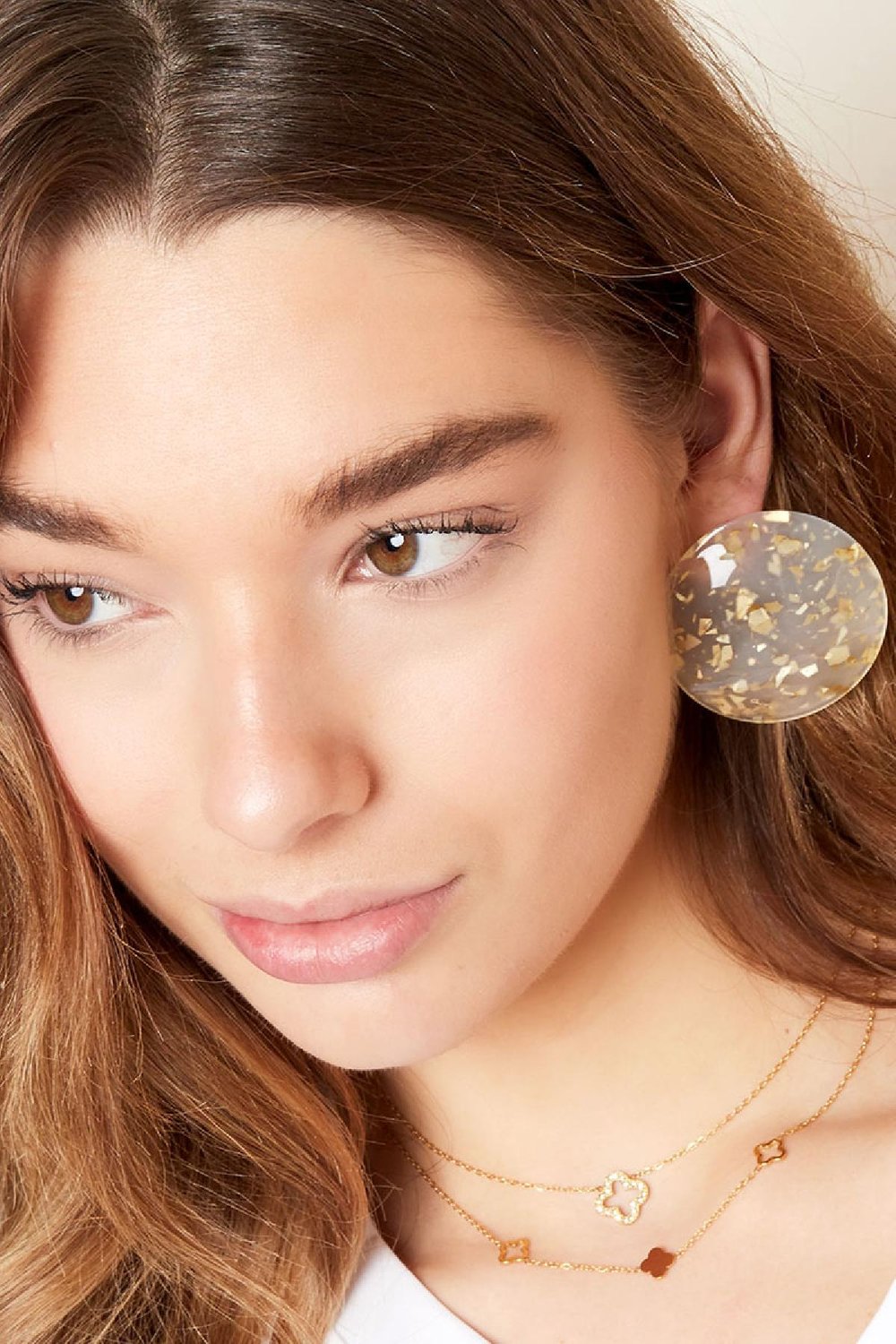 Bunte Ohrringe rund groß Gelb Kupfer h5Bild2